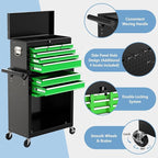 8 Drawer High Capacity Rolling Tool Chest, Metal Tool Box with Wheels and Drawers, Detachable Toolbox with Lock, Heavy Duty Tool Cabinet for Workshop, Warehouse and Garage (Black Green)