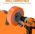 BACOENG 33Ft Drain Auger, Heavy Duty Plumbing Snake with Drill Adapter, Use Manually or Powered for Drain Clog, Shower Sink, Comes with Gloves and Bag (Orange)