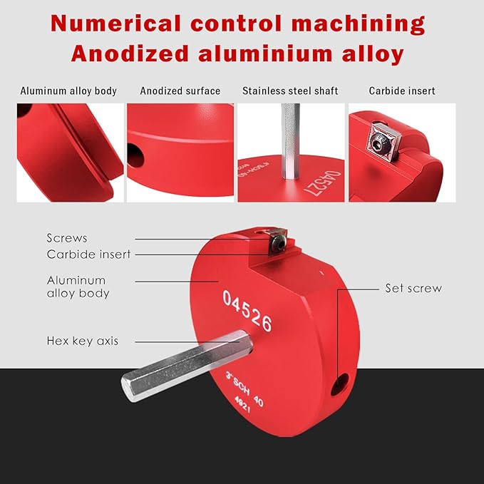 04529 for PPRK6 Plastic Pipe Fitting Reamer, PVC Pipe Reamer Kit, PVC Reed Pipe Reamer Contains 3/4",1",1-1/2",2",3",4" Aluminum Head Fit into Standard 1/2" Drill for CPVC, PPR or ABS