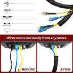 Black Braided Cable Management Sleeves Wire Loom Tubing Cord Protector Self-Wrapping (3/4"-12Feet)
