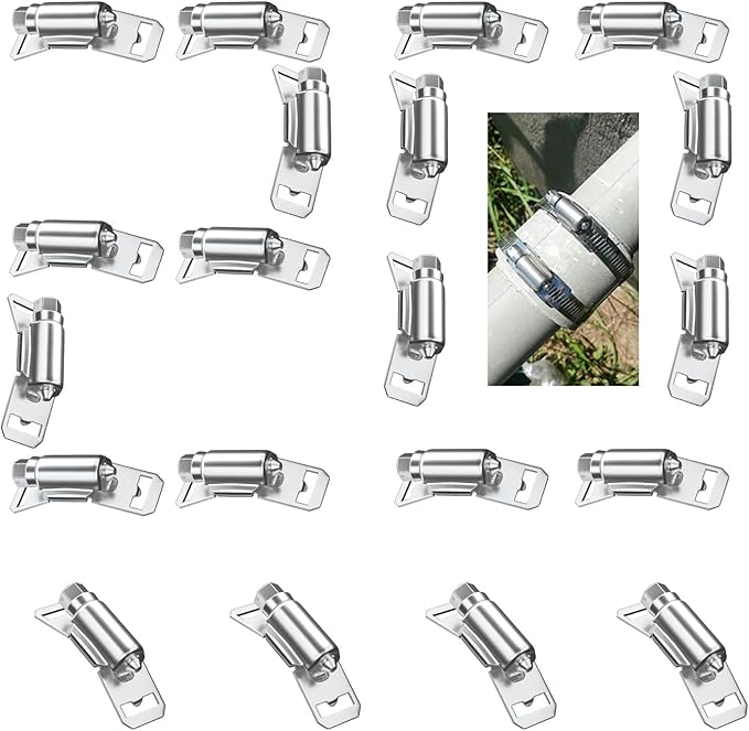 20 pack,Hose Clamp Fasteners only,DIY 304 Stainless Steel Adjustable Pipe Worm Clamp Fasteners for Air Duct Clamps,Exhaust Wrap Clamps,Water Pipe,Pole Mount and Metal Strapping