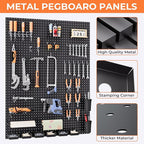 INCLY 48x36 Inch Metal Peg Board Kit with 1/4" Pegboard Hooks Accessories, 6PCS Peg Board Panels and 234PCS Black Pegboard Wall Organizer Tool Storage System for Garage Workbench Shed