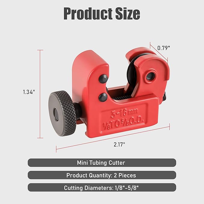2 Pack Tubing Cutter, 1/8-inch to 5/8-inch Tube Cutter for Copper, Brass, Aluminum PVC Pipe Plumbing