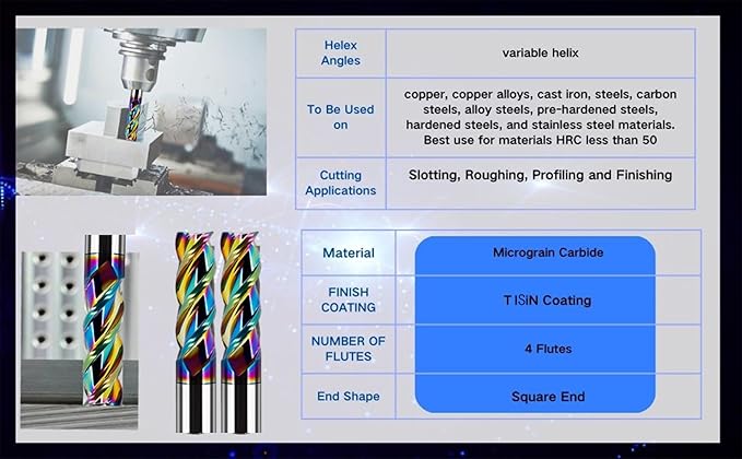 Metric Carbide Square End Mill - 3 Flute - 1 PCS-8.0MM-【 ≈0.31496 inch】 HRC55° DLC Coating for machining Aluminum and Copper Alloys Magnesium Alloys– Mill Bits Sets
