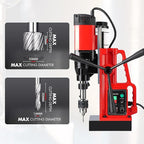 1550W Magnetic Drill Press, 500RPM Portable Mag Drill Press with 2 Inch Boring Diameter, 10-Speed Core Drilling Machine, Single Track Electric Drilling Tool for Metal Working, Industrial