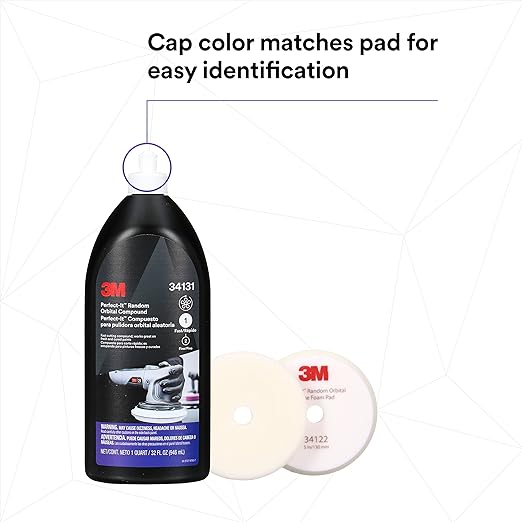 3M Perfect-It Random Orbital Compound, 34131, 1 quart, Fast Cutting Compound for Automotive Buffing & Polishing