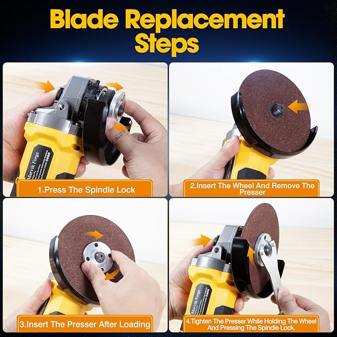 Cordless Angle Grinder Compatible with 20V Dewalt Battery (No Battery),Brushless Motor,Variable Speeds,Lock-On Switch,4-1/2" Blade,Power Electric Angle Grinders Tool for Polishing,Grinding,Cutting