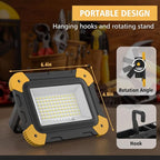 2-Pack Portable Flood Light, 4000mAh Magnetic Rechargeable LED Work Light Battery, 40W Outdoor Waterproof Work Lights Cordless 180° Rotate for Job Site Garage Camping Car Repair, Gifts for Men