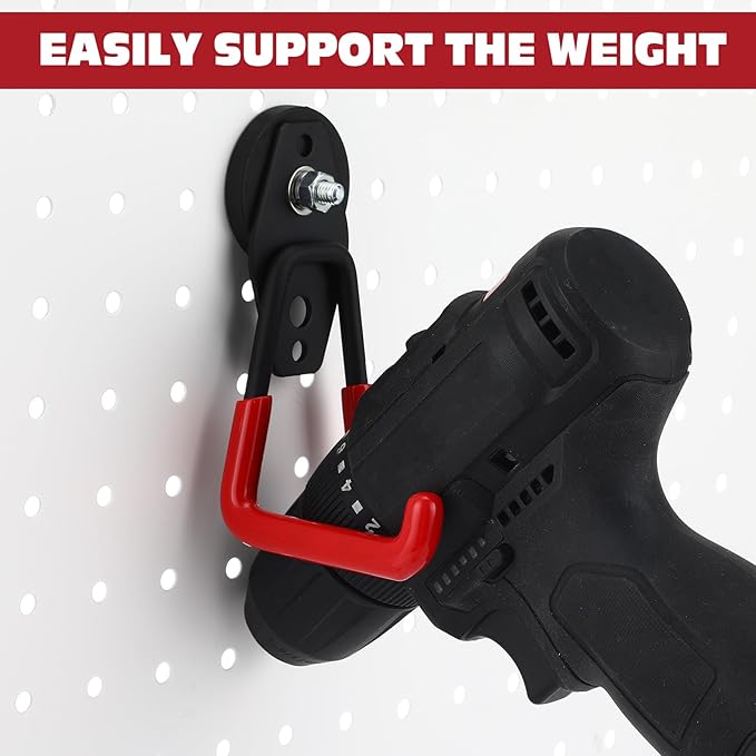 Landhoow Large Magnetic Hooks Heavy Duty Garage Magnet Hooks Strong Storage Utility Magnetic Hangers with Anti Slip Rubber Coating for Indoor and Outdoor Hanging(Red,4 Pcs)