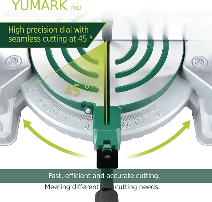 Miter Saw 10-inch Compound Miter Saw 6000RPM Corded Power Wood Circular Saw with Precision Miter Angles, Lightweight Design, 45° Adjustable Table