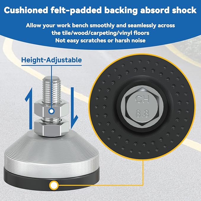 48” Wood Work Bench Work Table, Heavy-Duty Adjustable Workbench with Power Outlets, 3000 Lbs Capacity Tool Bench Workstation for Garage, Workshop