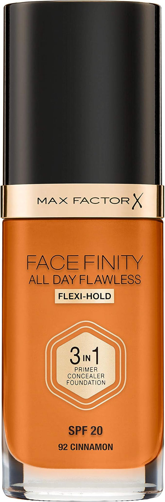 Max Factor Facefinity 3-in-1 All Day Flawless Foundation SPF 20#092 Cinnamon 7.05 Ounce-VeraVaultWomen