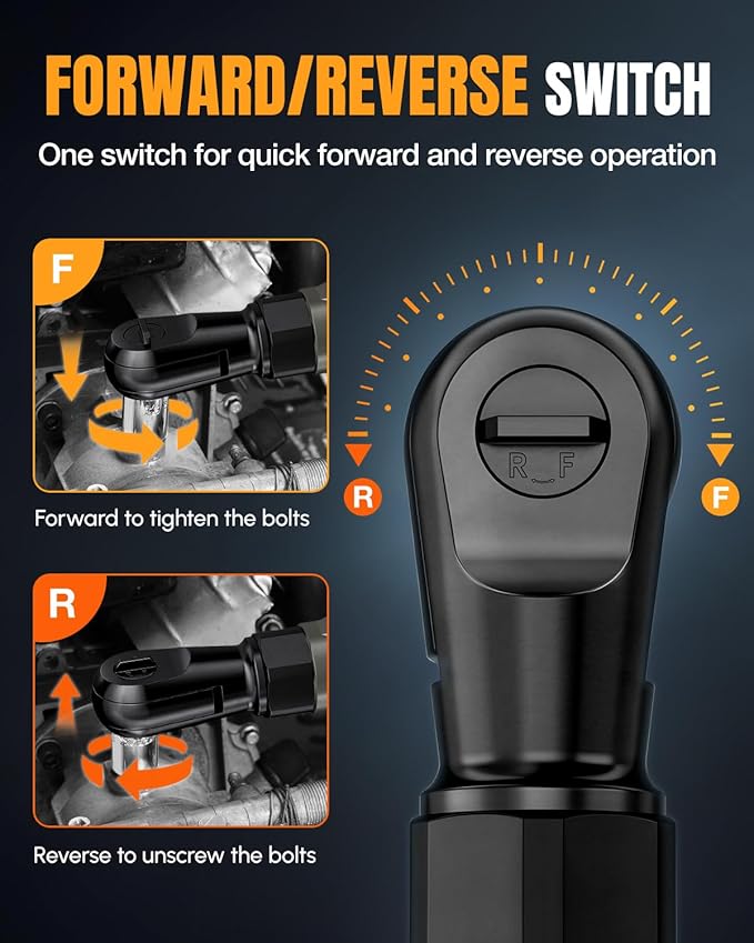 WORKPROX Electric Ratchet Wrench 1/2" Set, 20V Cordless Ratchet Wrench Kit, 74Ft-lbs, 250RPM, Battery Powered Ratchet with LED Light, 2-Pack 2000mAh Batteries, 7 Sockets & 3" Extension Bar