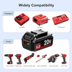 1 Pack 6.0Ah Lithium-ion Replacement for ‎Skil 20V Battery BY519601 BY519603 BY519702,Compatible with SKIL PWRCore 20 Volt Cordless Power Tools and Chargers