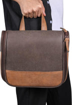 Hanging Toiletry Bag for Men VANCASE Vintage Leather Shaving Dopp Kit Medium Waterproof Travel Bathroom Bags Portable Shower Organizer