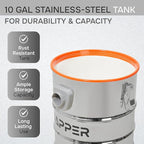 10 Gallon 4.0 Peak HP Wet/Dry Vacuum, Stainless Steel Tank, 3 in 1 Function Portable Shop Vacuum with Attachments, Ideal for Jobsite, Garage & Workshop.