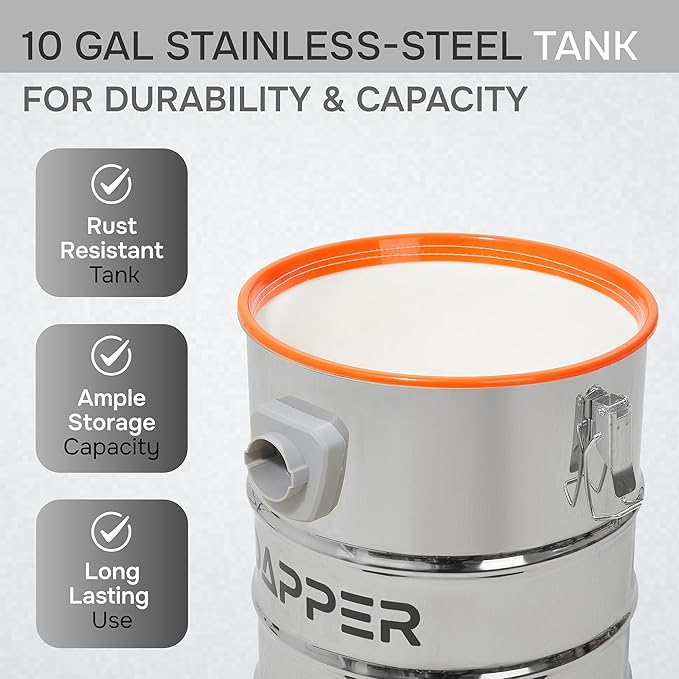 10 Gallon 4.0 Peak HP Wet/Dry Vacuum, Stainless Steel Tank, 3 in 1 Function Portable Shop Vacuum with Attachments, Ideal for Jobsite, Garage & Workshop.