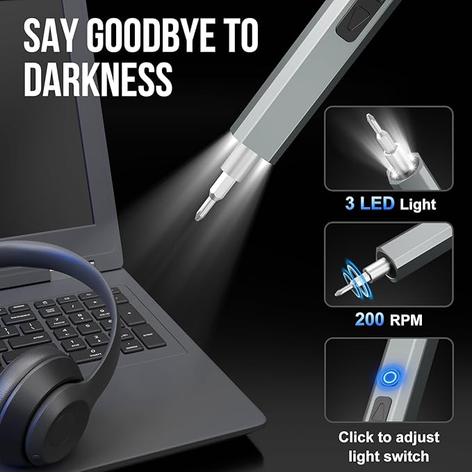 STREBITO Mini Electric Screwdriver Set 144-Piece Electric Precision Screwdriver, 3.7V Power Screwdriver Cordless, Rechargeable Small Electric Screwdriver Kit, PC Electronic Phone RC Drone Repair Tool