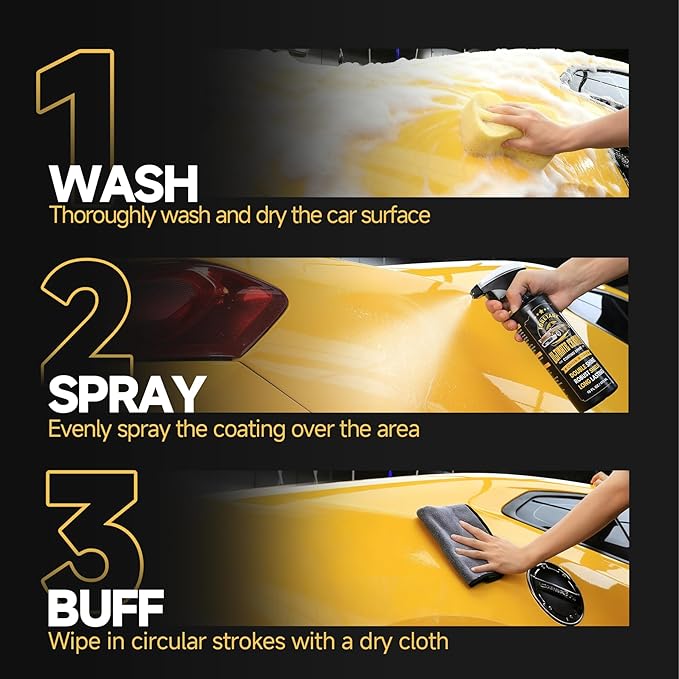 Real Ceramic Coating for Cars Polish (3.38 Fl Oz), Unmatched Shine Nano Car Wax Coating Spray, No Pungent Smell, Quick Detailer Spray Wax, Lasts 50+ Washes Car Paint Sealant with Microfiber Towel