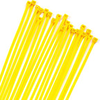 XINGO 100PCS Cable Zip Ties Heavy Duty, Premium Nylon Plastic Wire Ties with 50 Pounds Tensile Strength, Self-Locking Black Nylon Zip Ties for Indoor and Outdoor (12 inch, Yellow)