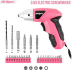 Hi-Spec Electric Screwdriver 27pc 3.6V Pink USB Small Power Screwdriver Set. Cordless & Rechargeable with Driver Bit Set