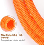 ZhiYo 20FT 1/2” Wire Loom Split Tubing Auto Wire Conduit Flexible Cover | High Temperature Heat Resistant -40F to 257F | Plastic Cover for Electrical Wires & Cables, Orange