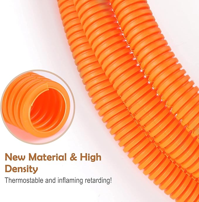 ZhiYo 20FT 1/2” Wire Loom Split Tubing Auto Wire Conduit Flexible Cover | High Temperature Heat Resistant -40F to 257F | Plastic Cover for Electrical Wires & Cables, Orange