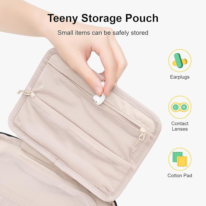 LEVEL8 Travel Toiletry Bag for Women Men, Travel Organizer Water Repellent, Makeup Organizer with Hang Hook for Travel Accessories, Large/Black