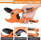 AIRAJ- PVC Pipe Cutter | Cuts up to 1-3/4" (1.75'') | Ratcheting PVC Cutter Tool | PEX Pipe Cutter | V Shaped SK5 Steel Blade | Suitable for PVC/CPVC/PP/PEX/PE Plastic Pipe Cutters