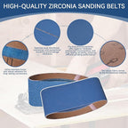 4x24 Inch Sanding Belts 18 Pcs 6 Grits Sizes (3 Each of 60/80/120/150/240/400 Grits) Heavy Duty Belt Sander Zirconia Belt Sander Paper for Wood, Metal, Stainless Steel, Cars, and Furniture