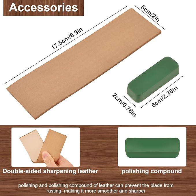 Wood Carving Knife With Leather Strop and Polishing Compound, Wood Whittling Tools for Beginners, Adults and Kids (Hook Carving Knife)