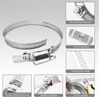 Hose Clamps 100FT Strap+50 Fasteners,DIY Cut-To-Fit 304 Stainless Steel Adjustable Large Worm Gear Band Clamp Assortment Kit,Metal Screw Fasteners and Strapping for Pipe,Duct,Pole,Tube