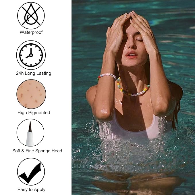 Freckle Pen, Freckle Makeup Pen for Face, Waterproof Long Lasting Quick Dry Faux Freckle Pen, Soft Artificial Freckles Makeup Face Decoration, Create Natural Sunkissed Skin (Chestnut)-VeraVaultWomen
