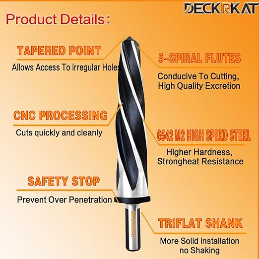 1-1/8" Reamer Drill Bit for Metal, M2 HSS Taper Reamer for Steel, Alloy, Wood, Plastic to Align, Enlarge Holes – 5-Spiral Flutes,1/2"Non-Slip Shank, 28mm Car Reamer, Bridge Construction Reamer.