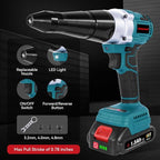 Cordless Rivet Gun with 2PCS Batteries and 1.2A Fast Charger, Brushless Electric Rivet Gun, 0.78" Stroke Length, Rivet Gun Kit for 1/8", 5/32", 3/16" Stainless & Aluminum Rivets