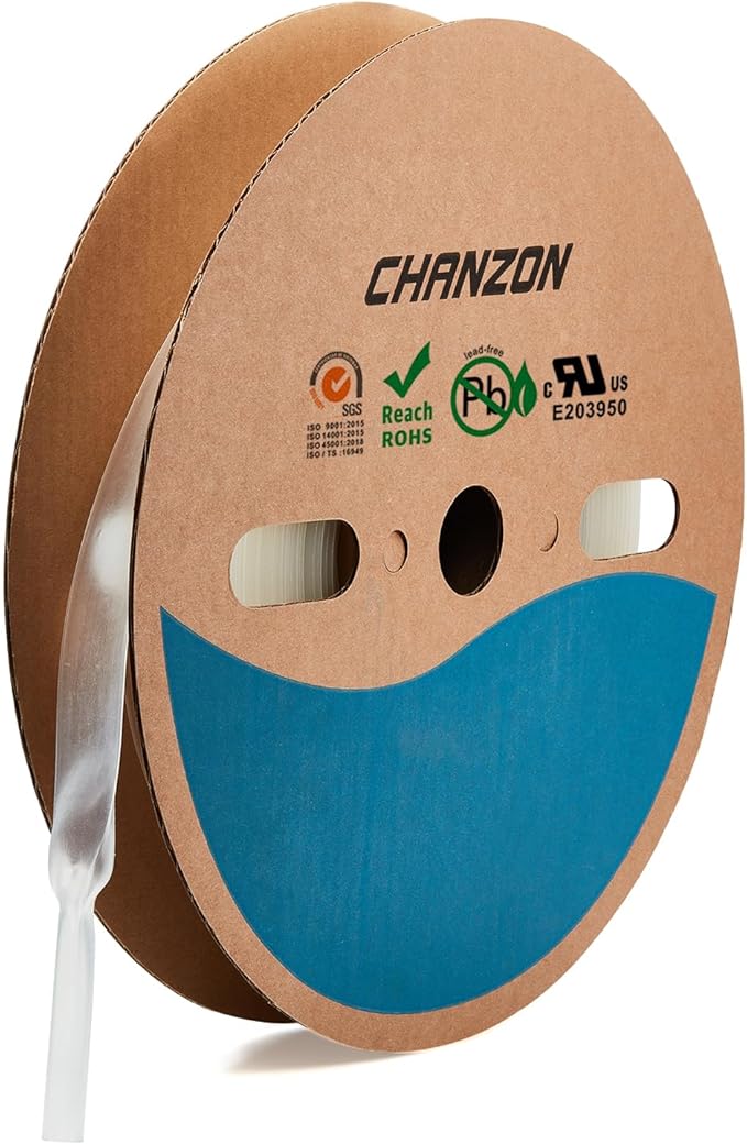 Chanzon Clear Heat Shrink Tubing, 2:1 Ratio, 18mm - 80ft Roll of Transparent Polyolefin Sleeve Wrap with Shrink Properties 1pcs