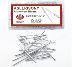 160pcs Silver 5/32" x 5/16" Aluminum Blind Rivets, 4 x 8mm Pop Rivets,Aluminum Grip and Steel Mandrel
