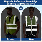 BeautyWill Custom Safety Vest Customized Logo Class 2 High Visibility Reflective Vest with Pockets Construction workwear