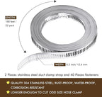 Ripeng Hoses Clamps Worm Duct Clamps Stainless Steel, Large Adjustable Pipe Hose Worm Drive fastener Device for Intercooler Pipe Plumbing Tube and Fuel Line(200 FT,42 Pcs)
