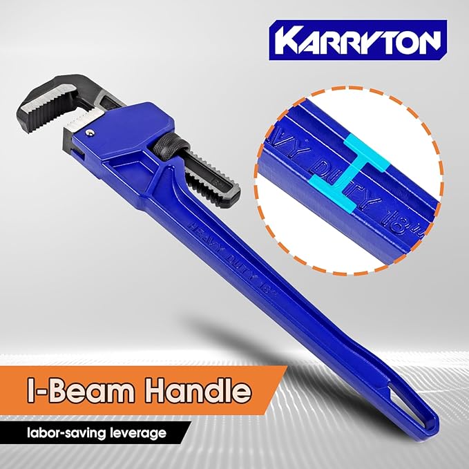 Pipe Wrench set,8" 10" 14" 18" Adjustable Jaw Opening Cast Iron Straight Handle Plumbing Wrench, Perfect Plumbers Tool for Oil Field, Plumbing, Auto Repair, Construction and Mechanics