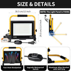 14400LM LED Work Light, 120W Flood Light with 16FT Cord & Switch, Portable Worklight with Stand, 5000K IP66 Waterproof Construction Lighting for Job Site Repairing Workshop Garage