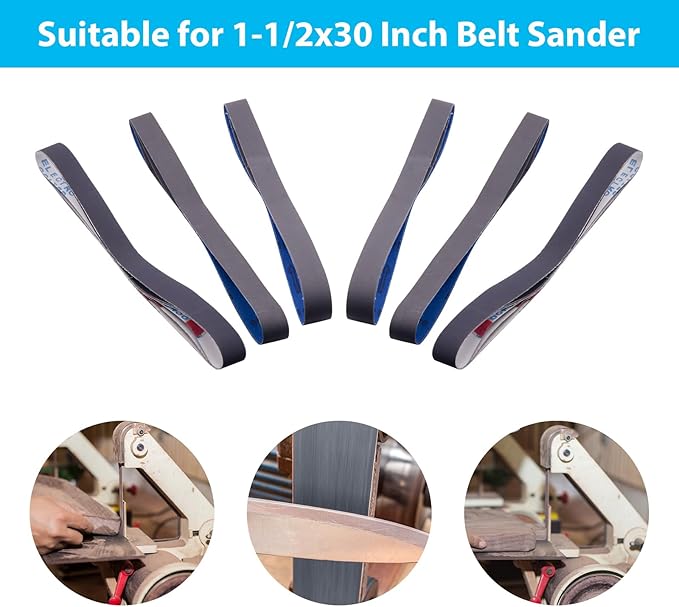 15 Pack 1-1/2 x 30 Inch Sanding Belts, Extra Fine Grit Silicon Carbide Sanding Belt, 5 Pcs Each of 600, 800, 1000 Grits Sander Belt for Knife Sharpening Woodworking