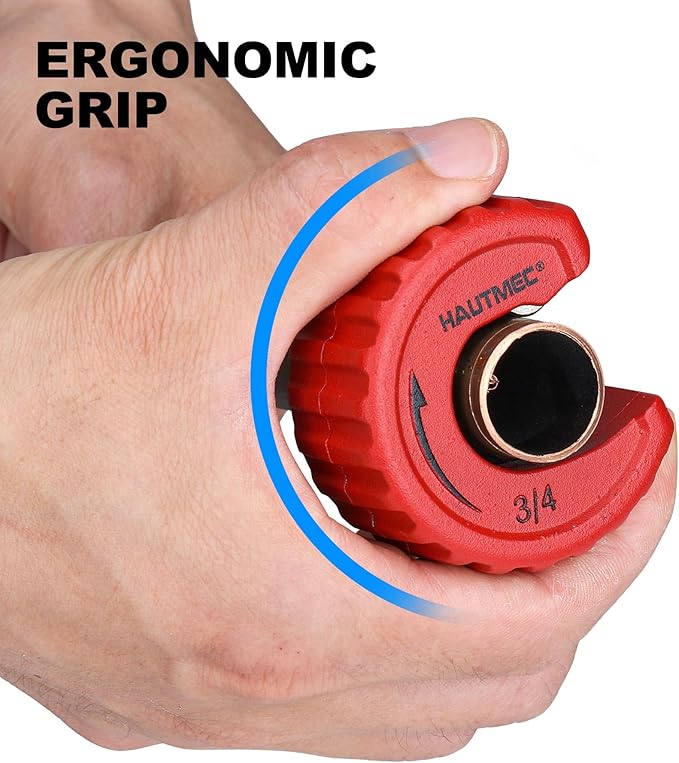 HAUTMEC Copper Tubing Cutter Set 3 PCS Copper Pipe Cutter Tool, In Portable Storage Case, Includes 1/2 in., 3/4 in., and 1 in. Cutters, Reaming Pen, 3 Spare Cutting Wheels, 1 Spare Deburring Blade