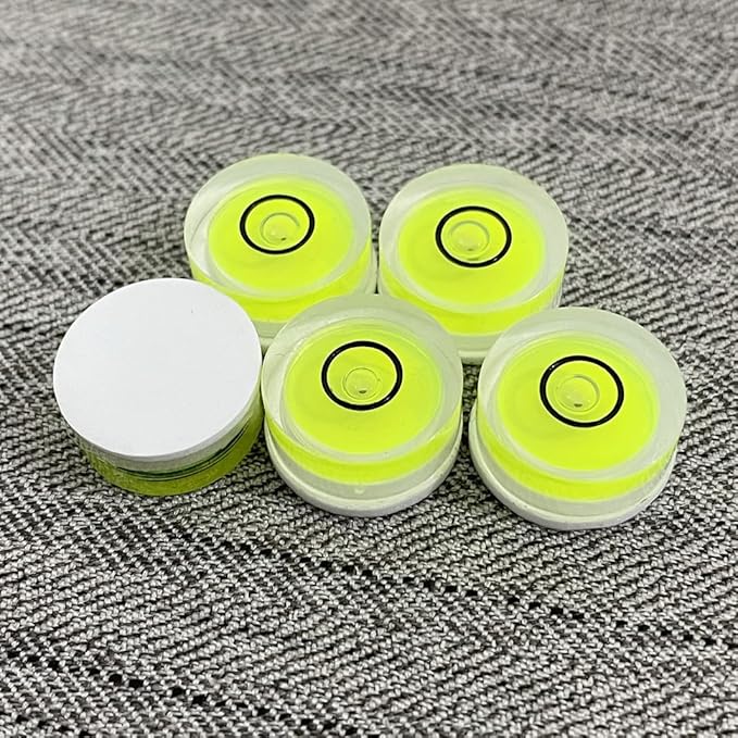 5Pcs Small Circular Bubble Levels with Double Sided Adhesive Bottom Mini Little Stick-on Bubble Spirit Level Measuring Layout Tools Levels (15x6mm)