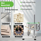 Mini Drill Press, Mini Drilling Machine 0.3-4mm Chuck, Small Bench Drill with Speed Adjustable CNC Machined Drilling Machine for DIY Woodworking Metalwork