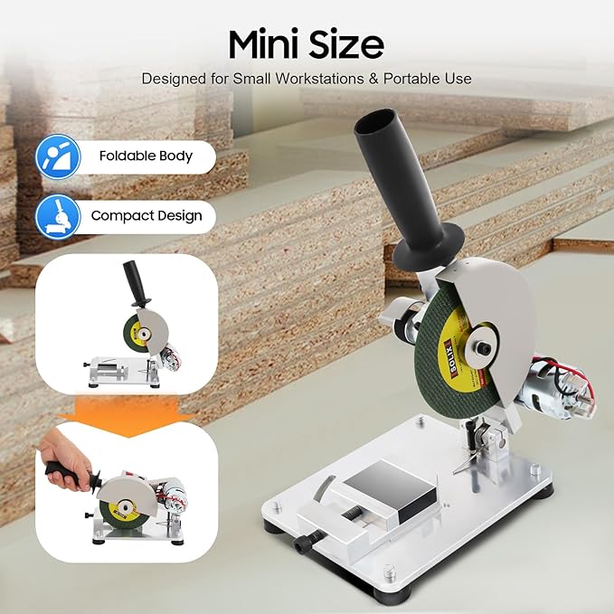 96W Portable Tabletop Saw, 9000 RPM Mini Miter Saw, Versatile Manual Chop Saws, Mini Miniature Table Saws, 0-45° Adjustable Angle Cutter with Protective Cover & 2 Blades