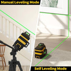 IKOVWUK Laser Level, 3x360° Cross Line Laser for Construction and Picture Hanging, 12 Green Lasers with Self-leveling, 3D Vertical & Horizontal Line, Level Tool with 5200 mAh Rechargeable Battery