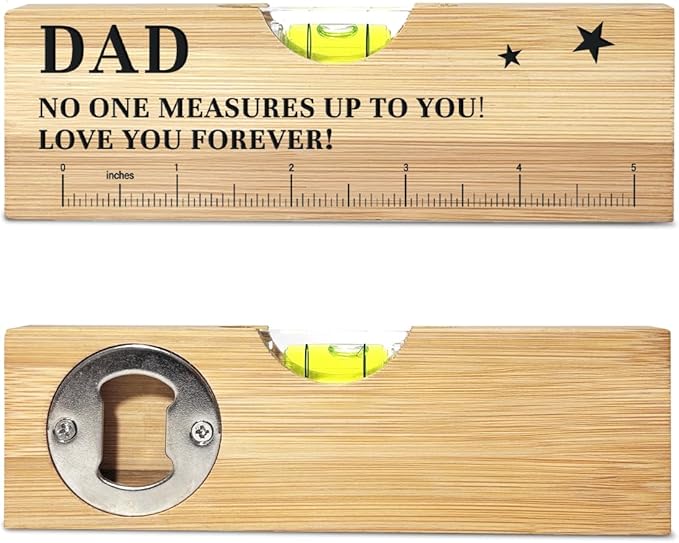 Fathers Day Birthday Gifts for Dad from Daughter Son Wife Wooden Spirit Level Valentines Christmas Thank You Gifts Ideas for Daddy New Dad Grandpa Papa
