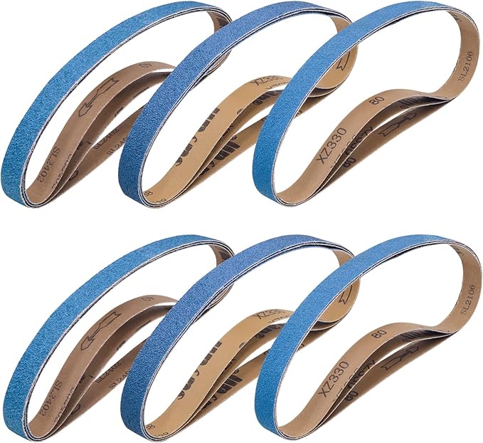 15 Pcs 1 x 30 Inch Sanding Belts Zirconia, 1x30 Sanding Belts, 3 Each of 40/60/80/100/120 Assorted Grits Sander Belts for Belt Sander