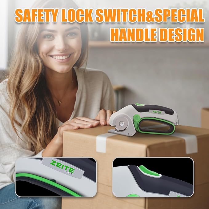 ZEITE 4V Cordless Electric Scissors Cardboard Cutter with 1 x Replace Blade,1 x Storage Box,1 x USB Rechargeable Cable Rotary Cutter for Box Plastic Carpet Cloth, Easy to Hold and Safety,Gray